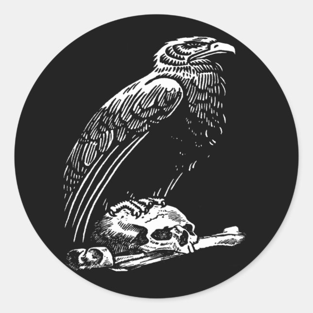 Rond Sticker crâne corbeau (Devant)