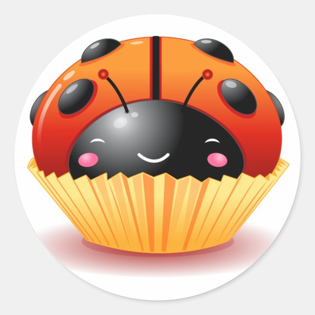 Rond Sticker Cupcake Ladybug (Devant)