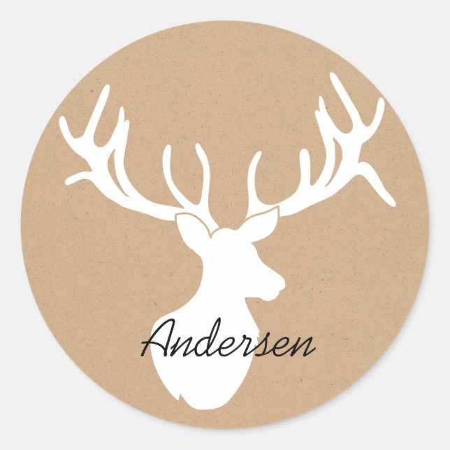Rond Sticker Customisé de Cerf Silhouette (Devant)