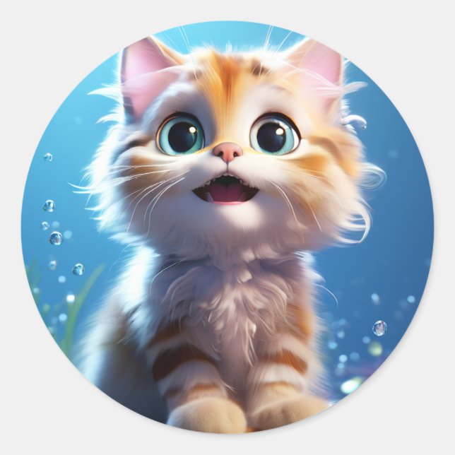 Rond Sticker Cute Kitten (Devant)