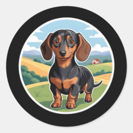 Rond Sticker Dachshund