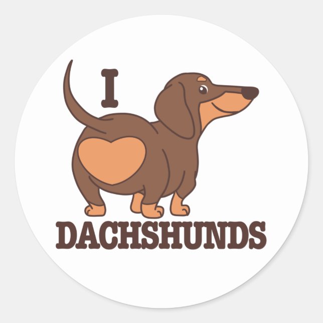 Rond Sticker Dachshund Love Chien (Devant)
