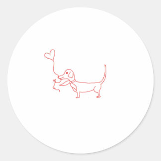 Rond Sticker Dachshund Valentine