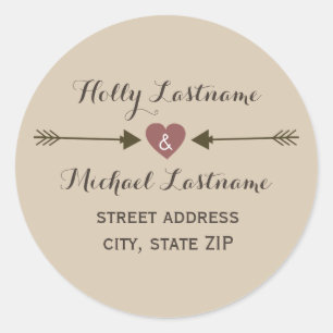 Rond Sticker d'adresse Coeur avec flèches