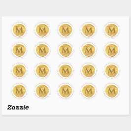 Rond Sticker d'adresse de retour Monogram Gold Seal