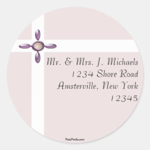 Rond Sticker d'adresse de retour Pearl Cross