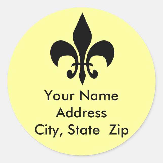 Rond Sticker d'adresse Fleur de Lis (Devant)