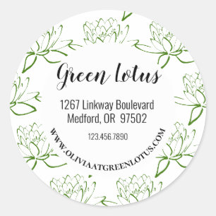 Rond Sticker d'adresse professionnelle Green Lotus Mode
