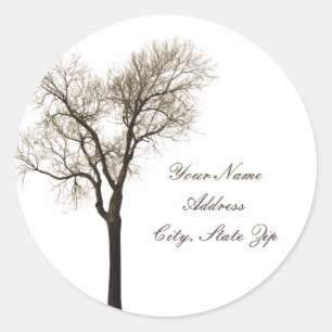 Rond Sticker d'adresse - Silhouette d'arbre nu