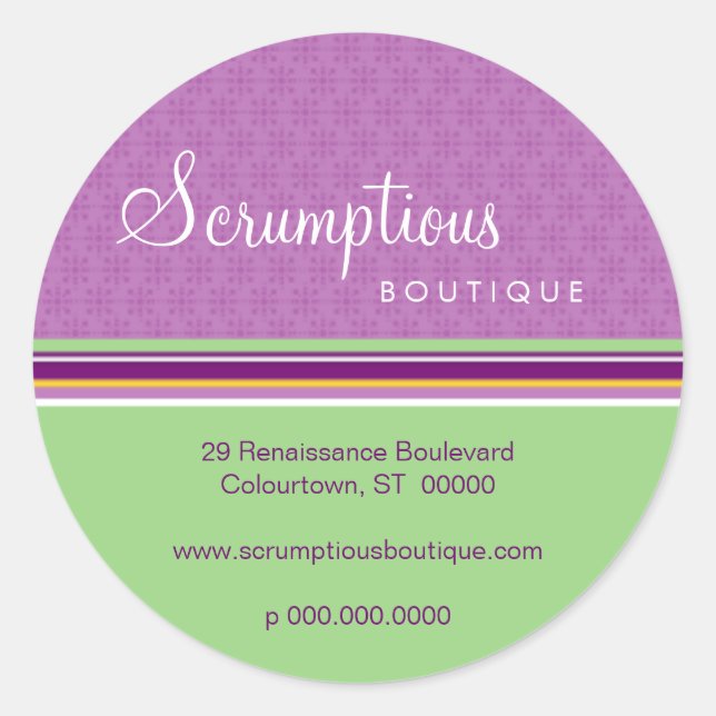 Rond Sticker d'adresse verte et violette (Devant)