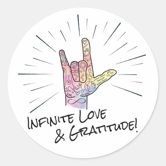 Rond Sticker d'amour et de gratitude infini (Devant)