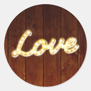 Rond Sticker d'amour Marquee Lights - planche à grange