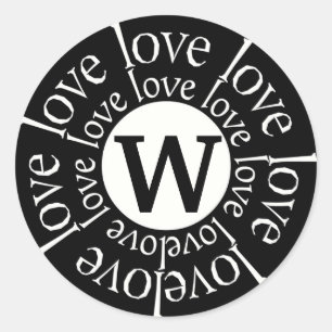 Rond Sticker d'amour Monogramme W Noir et blanc