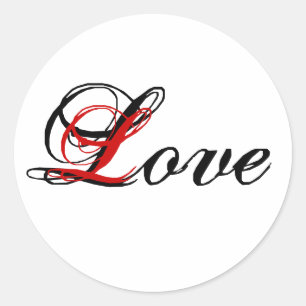 Rond Sticker d'amour noir rouge et blanc
