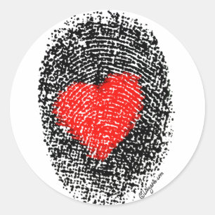 Rond Sticker d'amour pour empreinte digitale cardiaque
