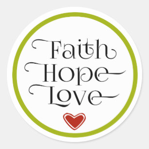 Rond Sticker d'amour Red Heart Faith Hope