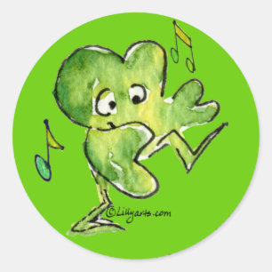 Rond Sticker Dancing Irish Shamrock n Roll 08