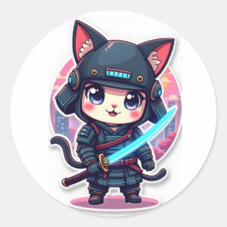 Rond Sticker d'Anime de chat pour ordinateur portable C
