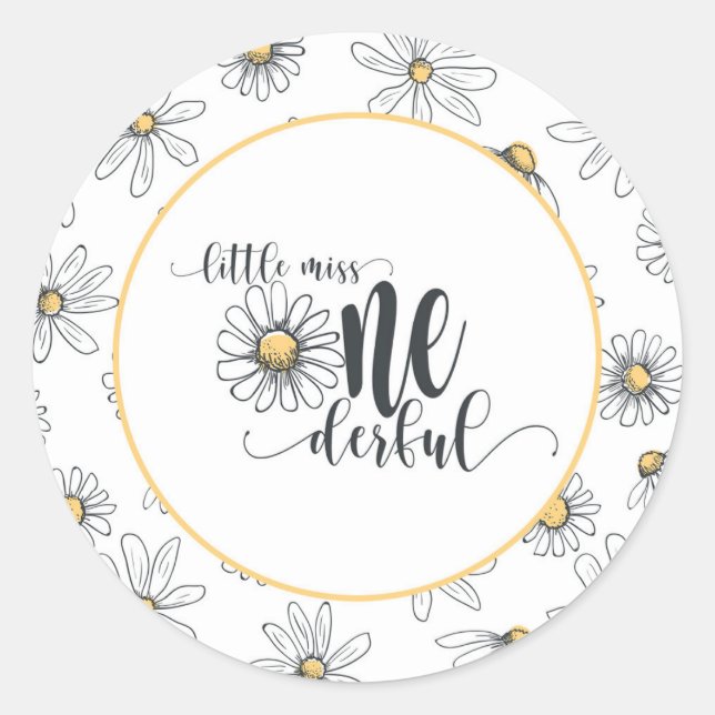 Rond Sticker d'anniversaire de marguerite - Little Miss (Devant)