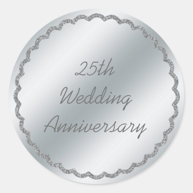 Rond Sticker d'anniversaire du Mariage d'huile d'argent (Devant)