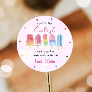 Rond Sticker d'anniversaire pour fille rose crème glacé