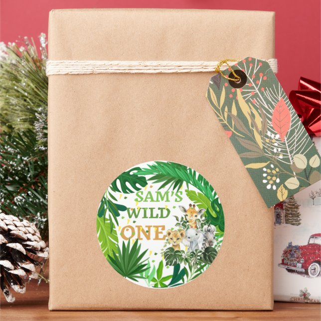 Rond Sticker d'anniversaire Wild One Safari (vacances)