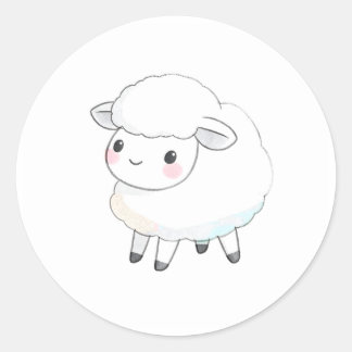 Rond Sticker d'aquarelle pour mouton à nuages Whimsical