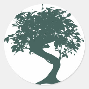 Rond Sticker d'arbre de bonsaï vert