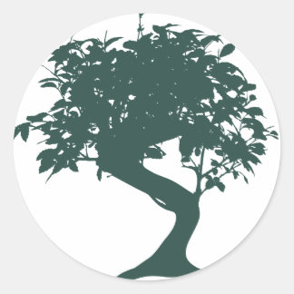 Rond Sticker d'arbre de bonsaï vert
