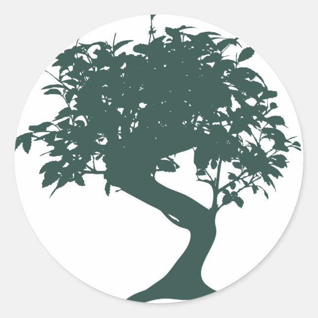 Rond Sticker d'arbre de bonsaï vert (Devant)