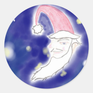 Rond Sticker d'art de Noël de Père Noël Moon