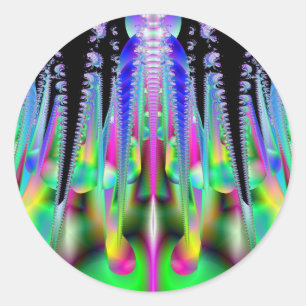 Rond Sticker d'art fractal de Rocket psychotique
