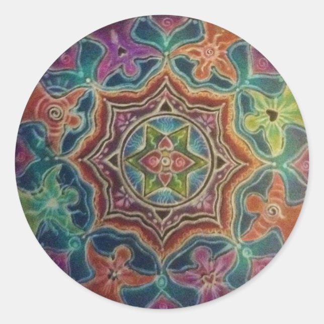 Rond Sticker d'art Mandala Anges dansants (Devant)
