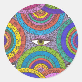 Rond Sticker d'art Mandala écolo à regarder