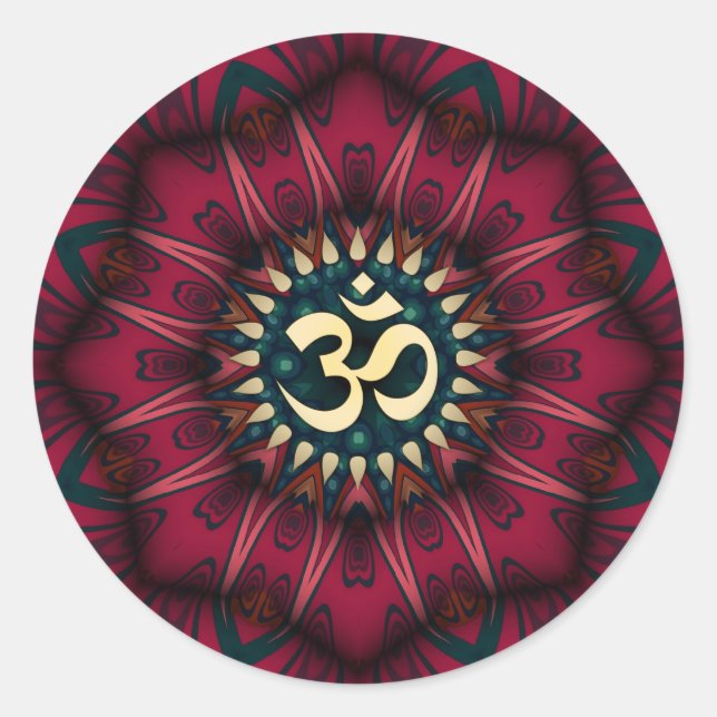 Rond Sticker d'Art Spirituel de Géométrie Rouge (Devant)