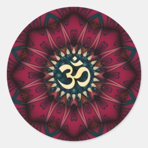 Rond Sticker d'Art Spirituel de Géométrie Rouge