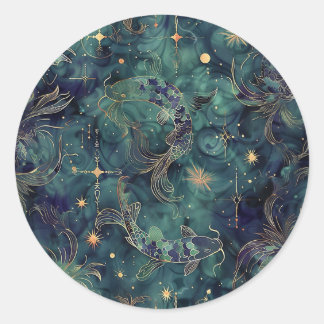 Rond Sticker d'astrologie de Poissons Personnalisé