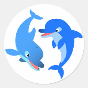 Rond Sticker Dauphins Cartoon À Jouer Mignonne