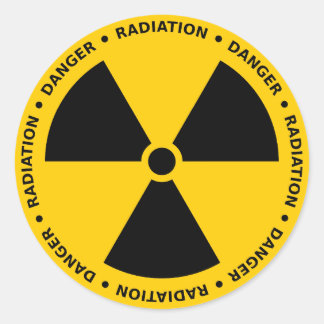 Rond Sticker d'avertissement de rayonnement jaune et no
