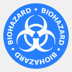 Rond Sticker d'avertissement de risque biologique bleu