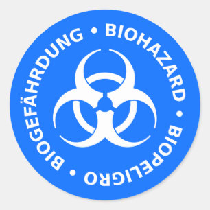 Rond Sticker d'avertissement de risque biologique bleu