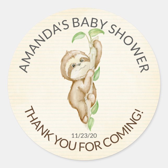 Rond Sticker de Baby shower de fentes doux (Devant)