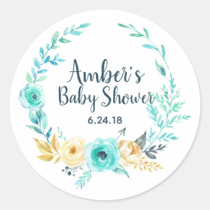 Rond Sticker de balise Little Man Baby shower Turquoise