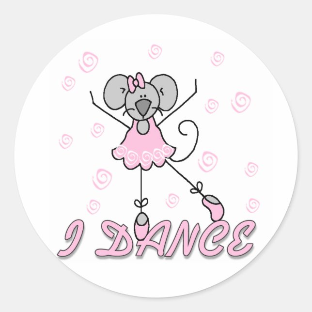 Rond Sticker de ballet de la souris I Dance (Devant)