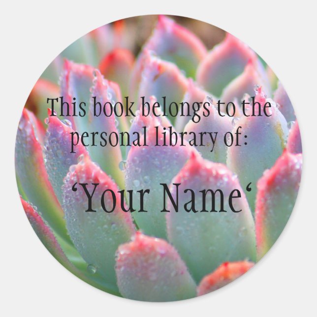 Rond Sticker de bibliothèque personnelle Jade Succulent (Devant)