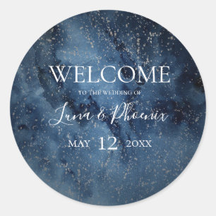 Rond Sticker de bienvenue Mariage céleste de nuit Sky A