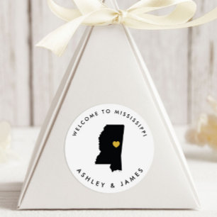 Rond Sticker de bienvenue Mariage Mississippi Balise Or