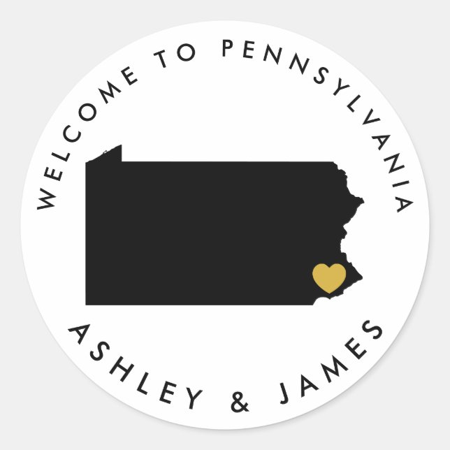 Rond Sticker de bienvenue Mariage Pennsylvanie pour boî (Devant)
