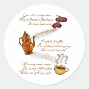 Rond Sticker de café Haiku
