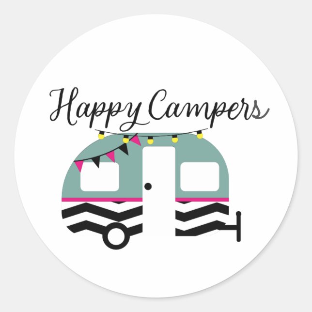 Rond Sticker de Campers heureux (Devant)